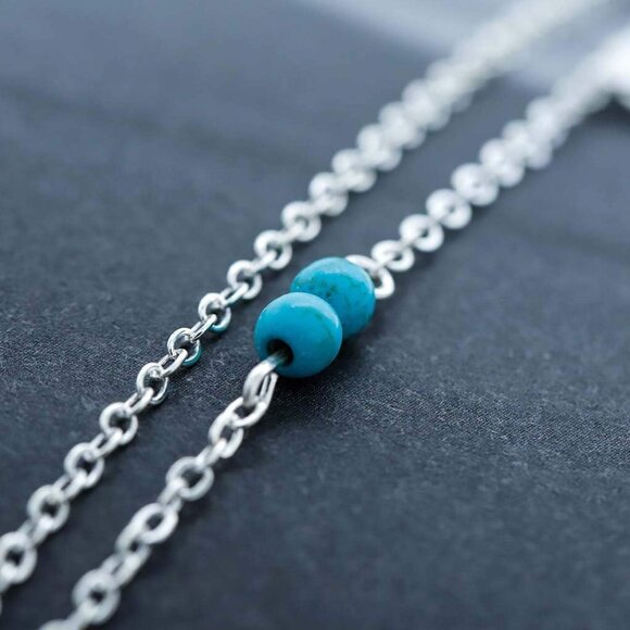 Vintage-Inspired Turquoise Layered Necklace | Lightweight Alloy Choker Chain - Picture 5 of 9